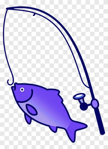 Cartoon Fish On A Fishing Hook PNG