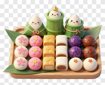 Colorful Japanese Sweets Display PNG