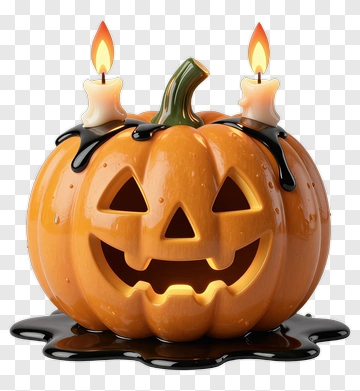 Halloween Pumpkin With Candles PNG
