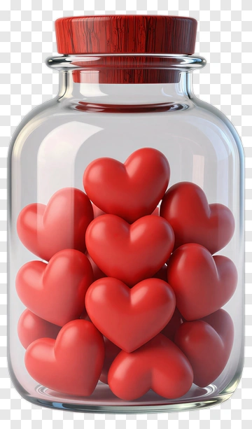 Jar Filled With Red Hearts PNG