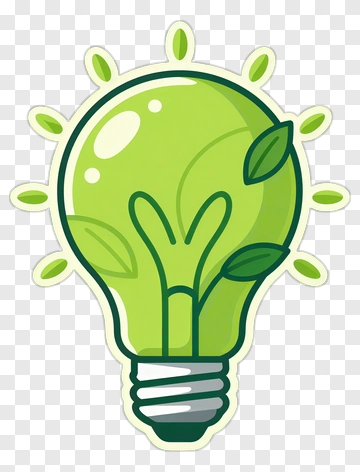 Green Light Bulb With Leaves PNG