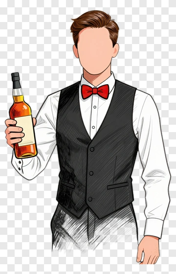 Bartender Holding A Bottle Of Whiskey PNG
