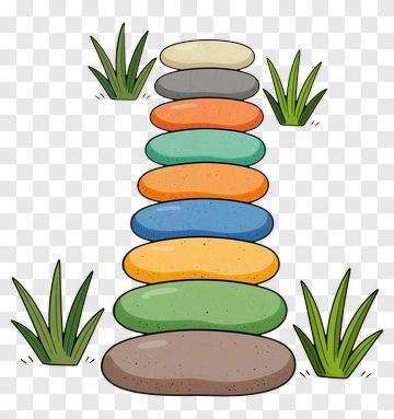 Colorful Stacked Stones Surrounded By Grass PNG
