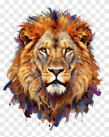 Colorful Lion Portrait PNG