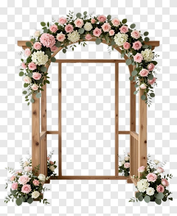 Floral Wedding Arch With Roses PNG