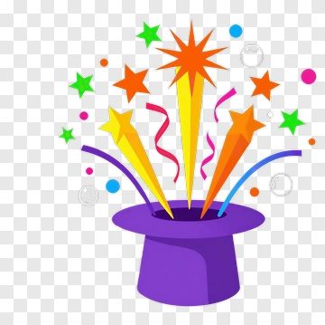 Magic Hat With Colorful Stars And Streamers PNG