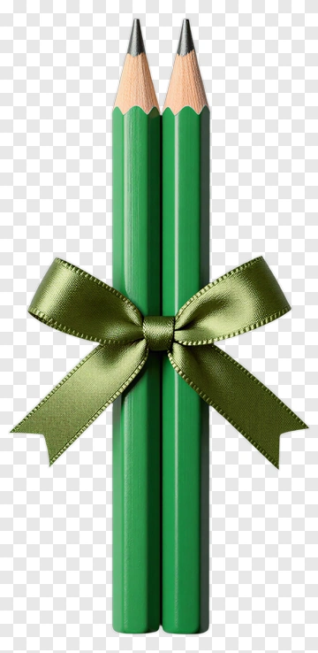 Green Pencils Tied With A Ribbon PNG