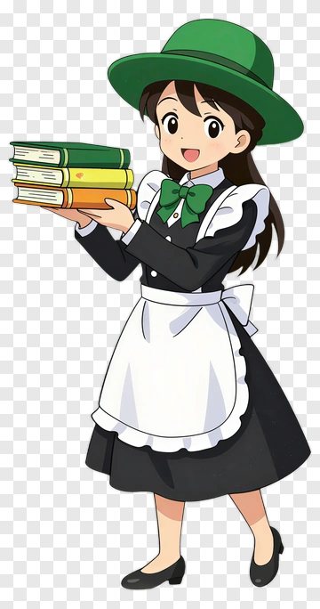 Cartoon Librarian Holding Books PNG