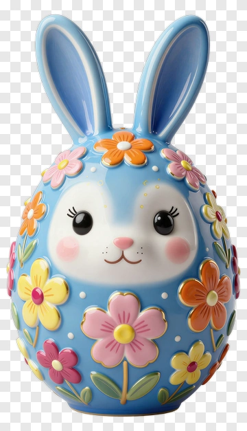 Colorful Easter Bunny Egg Decoration PNG