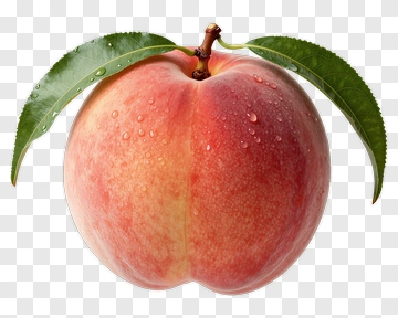 Fresh Peach With Leaves PNG