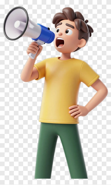 Cartoon Boy Holding A Megaphone PNG