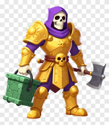 Cartoon Skeleton Warrior Holding An Axe PNG