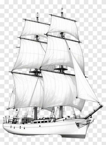 Sailing Ship With White Sails PNG