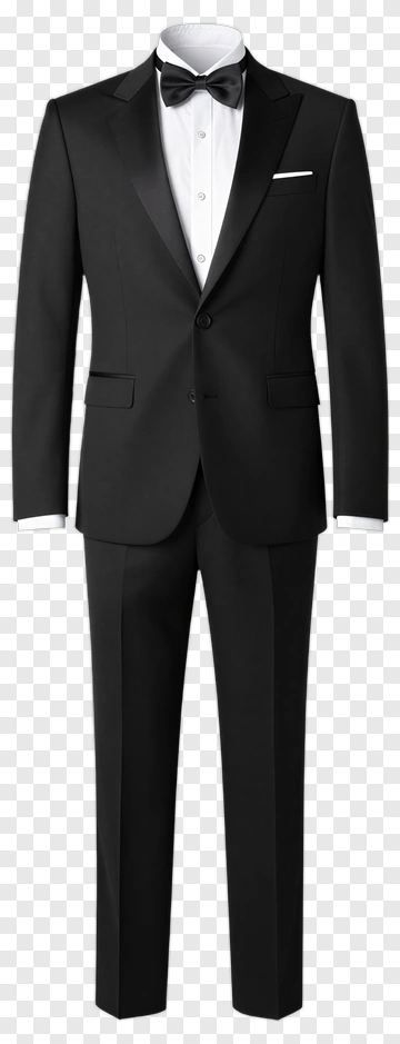 Black Tuxedo Suit With Bow Tie PNG