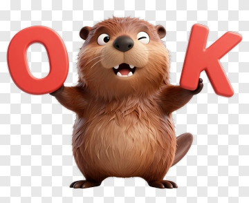 Cartoon Beaver Holding Ok Letters PNG
