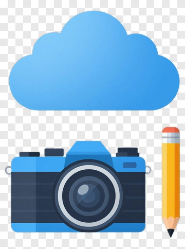 Camera With Cloud And Pencil PNG