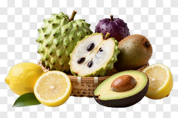 Fruit Basket With Avocado And Lemon PNG