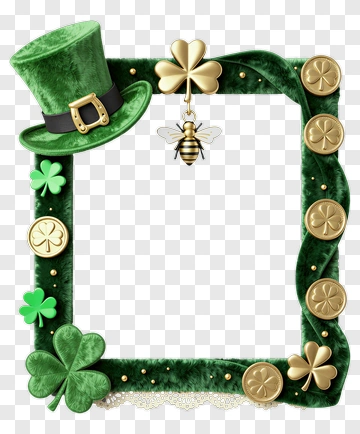St. Patrick's Day Frame With Shamrocks And Gold Coins PNG