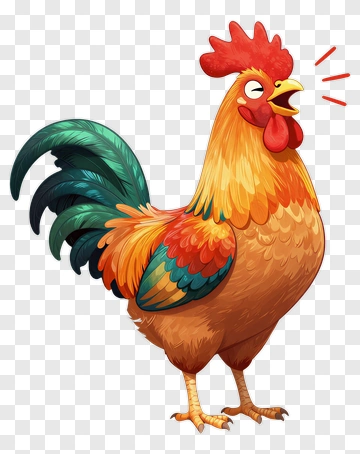 Cartoon Rooster Crowing PNG