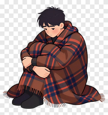 Sad Boy Wrapped In A Blanket PNG