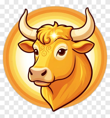 Cartoon Bull Head With Decorative Swirls PNG