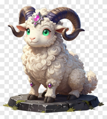 3D Cartoon Ram With Gems PNG