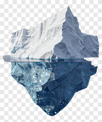 Iceberg Above And Below Water Surface PNG