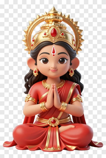 Cartoon Goddess Holding Prayer Hands PNG