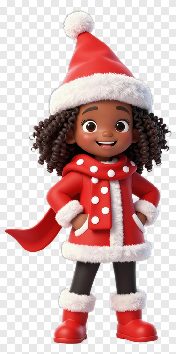 Cartoon Girl In A Christmas Outfit PNG