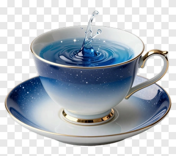 Elegant Teacup With Blue Water Splash PNG