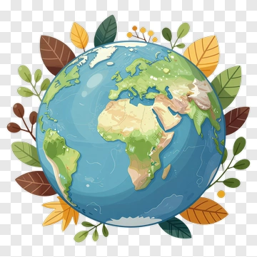 Colorful Earth Surrounded By Leaves PNG