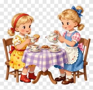 Girls Having A Tea Party PNG