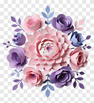 Colorful Paper Flower Bouquet PNG