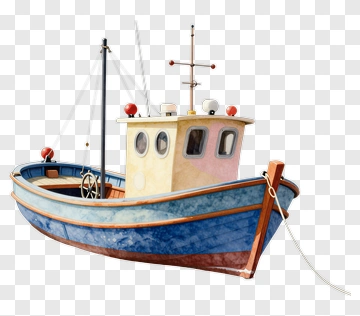 Watercolor Fishing Boat PNG