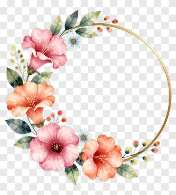 Floral Wreath With Colorful Flowers PNG