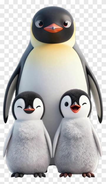 Cartoon Penguin Family PNG
