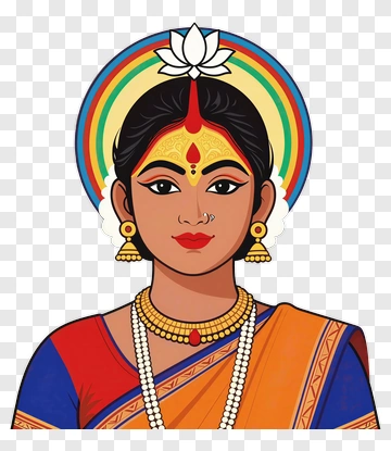 Traditional Indian Woman With Colorful Headpiece PNG