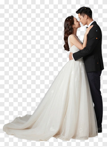 Wedding Couple Embracing In Elegant Attire PNG