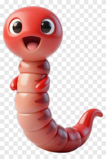 Cartoon Worm With A Happy Expression PNG
