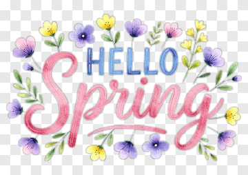 Hello Spring Floral Design PNG
