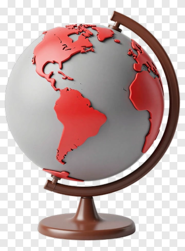 Globe With Red Continents PNG