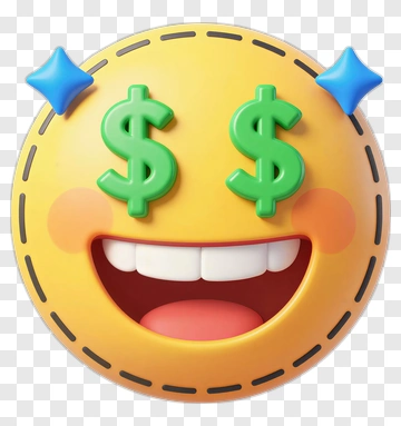 Cartoon Smiley Face With Dollar Signs PNG