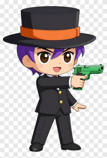 Cartoon Character Holding A Green Toy Gun PNG