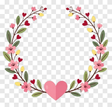 Floral Heart Wreath PNG