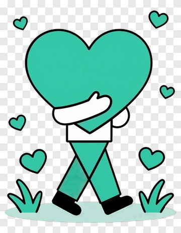 Cartoon Character Holding A Large Heart PNG