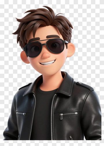 3D Cartoon Boy Wearing Sunglasses PNG