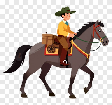 Cartoon Cowboy Riding A Horse PNG