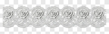 White Lace Trim With Roses PNG