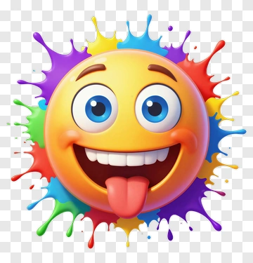 Colorful Smiley Face With Tongue Out PNG