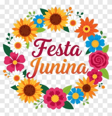 Colorful Floral Wreath For Festa Junina PNG